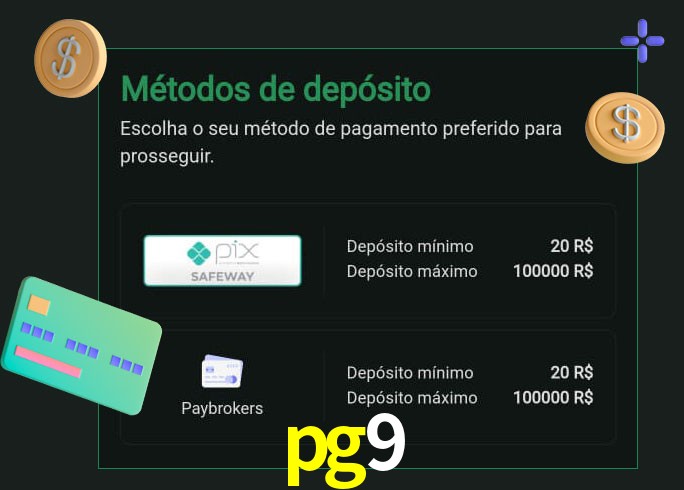 O cassino pg9 oferece uma grande variedade de métodos de pagamento